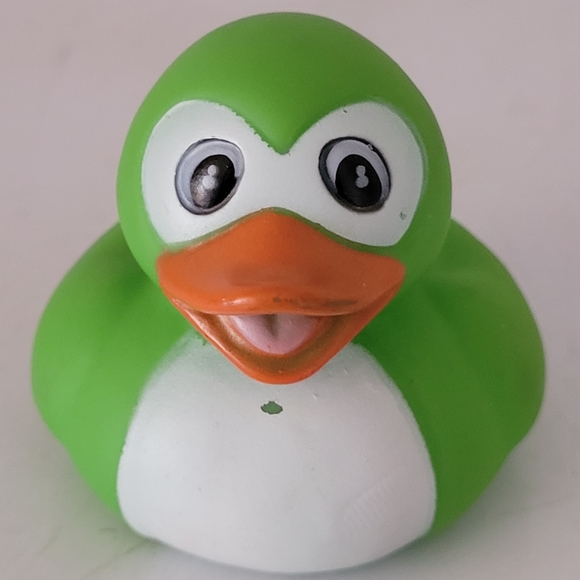 Rare 2" Masked Mallard Rubber Duckie Green/White. This is a rare and unique 2" m - Picture 5 of 6